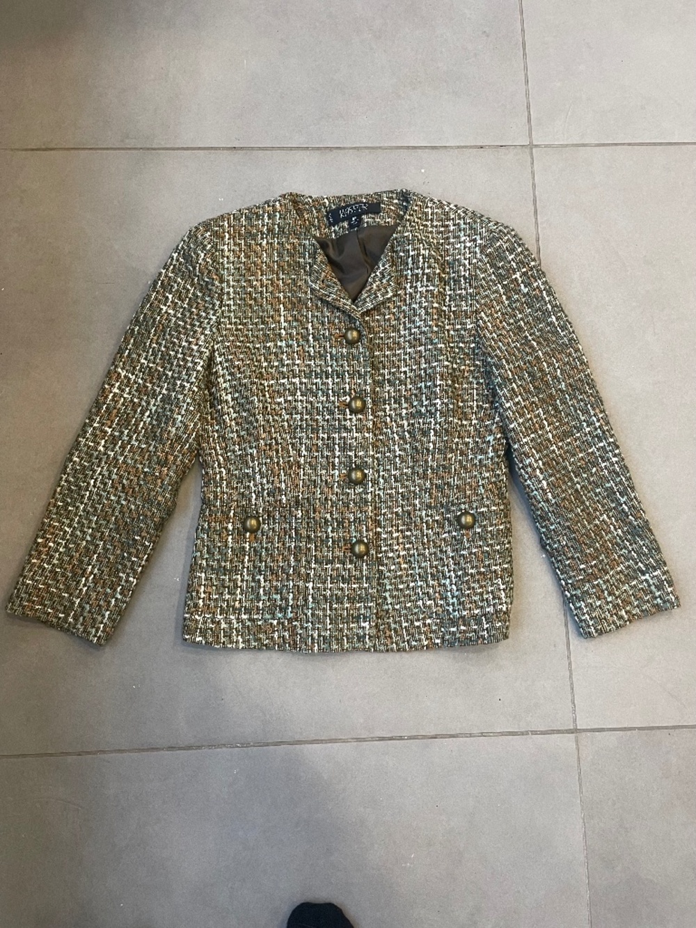 $260 Kasper Tweed Knitted Suit Blazer Size 6P Contrasted Threads Women’s